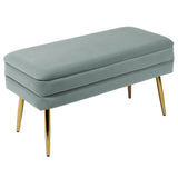 TOV Ziva Sea Blue Velvet Storage Bench