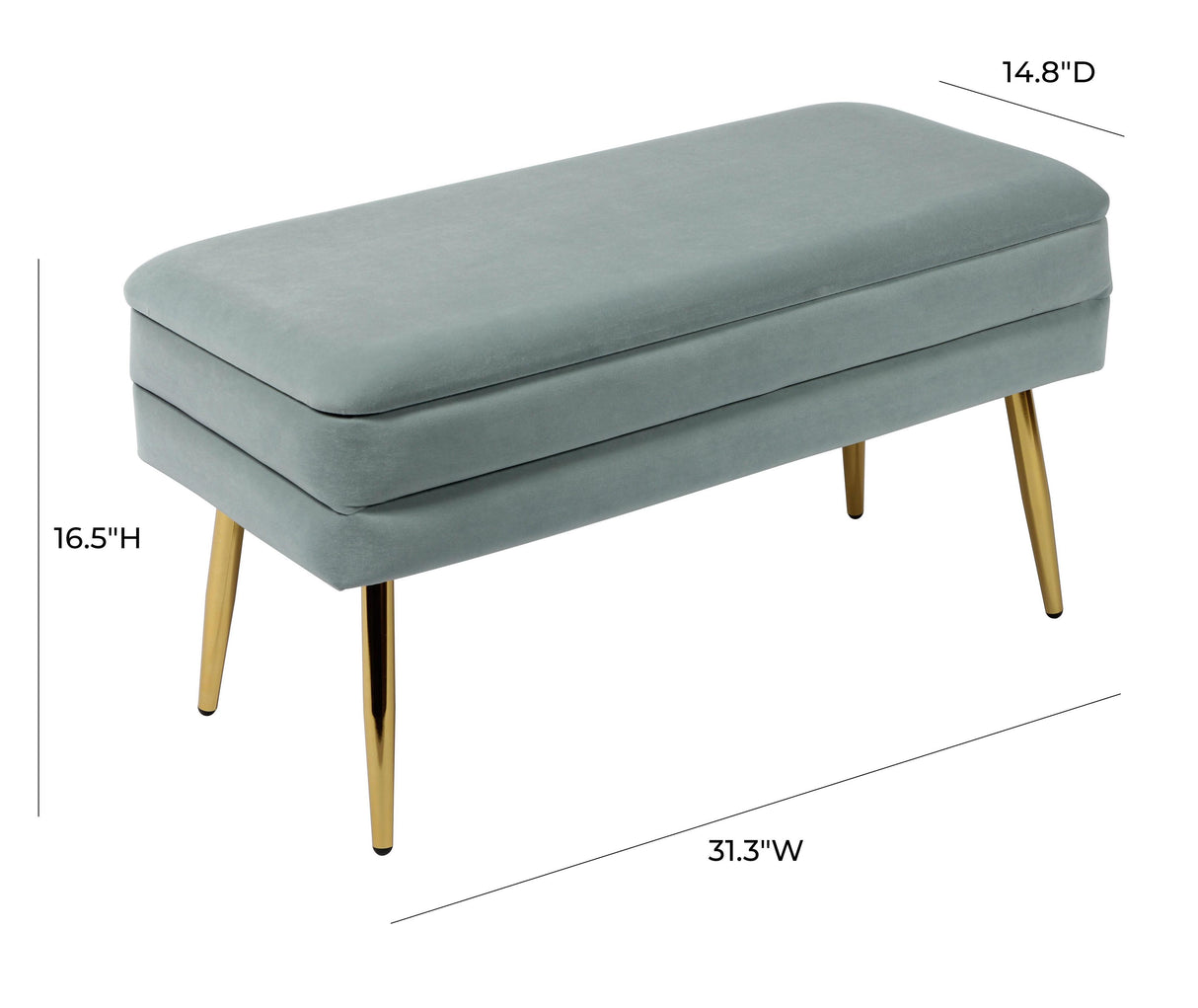 TOV Ziva Sea Blue Velvet Storage Bench