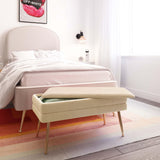 TOV Ziva Cream Velvet Storage Bench
