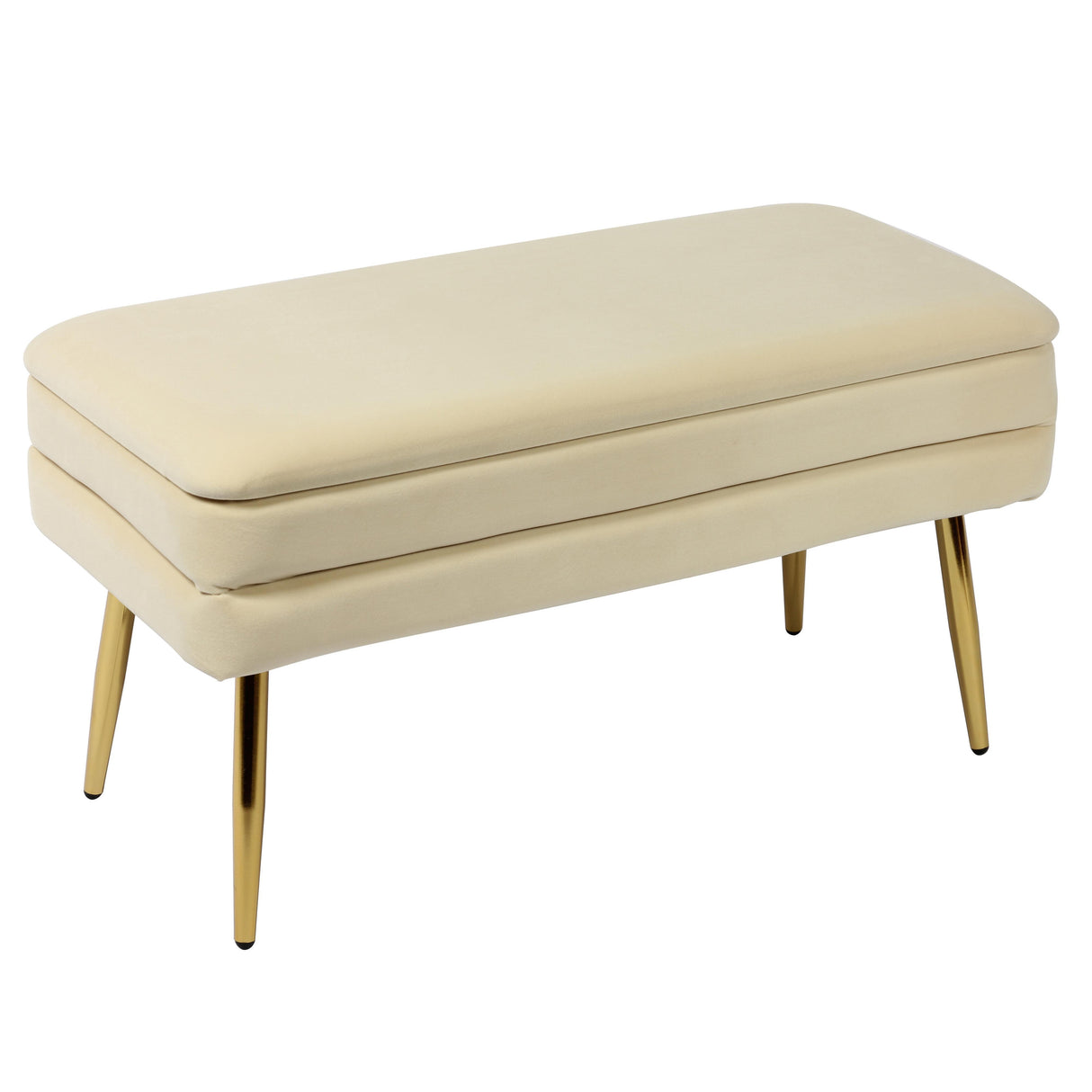 TOV Ziva Cream Velvet Storage Bench