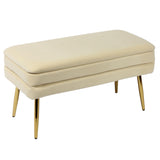 TOV Ziva Cream Velvet Storage Bench