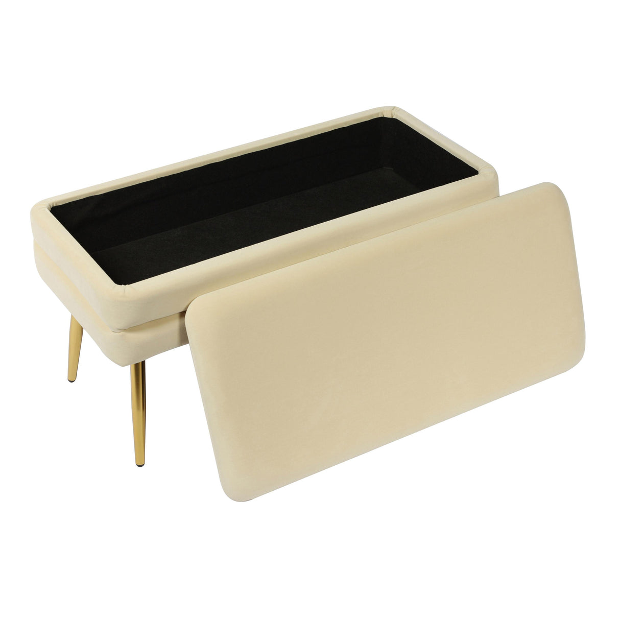 TOV Ziva Cream Velvet Storage Bench