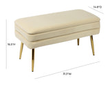TOV Ziva Cream Velvet Storage Bench
