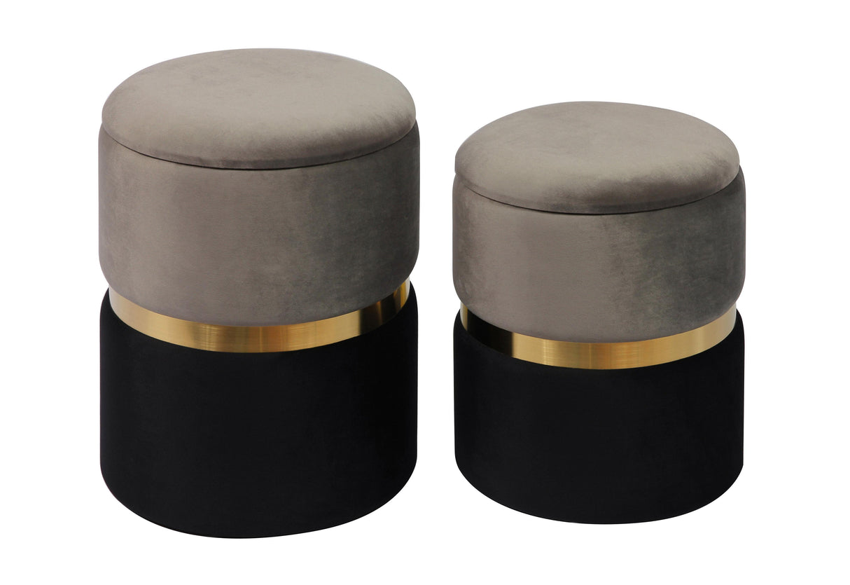 TOV Gigi Grey Velvet Storage Ottomans - Set of 2
