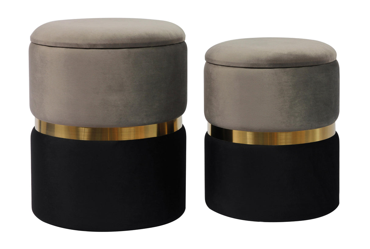TOV Gigi Grey Velvet Storage Ottomans - Set of 2