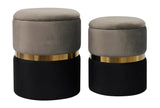 TOV Gigi Grey Velvet Storage Ottomans - Set of 2