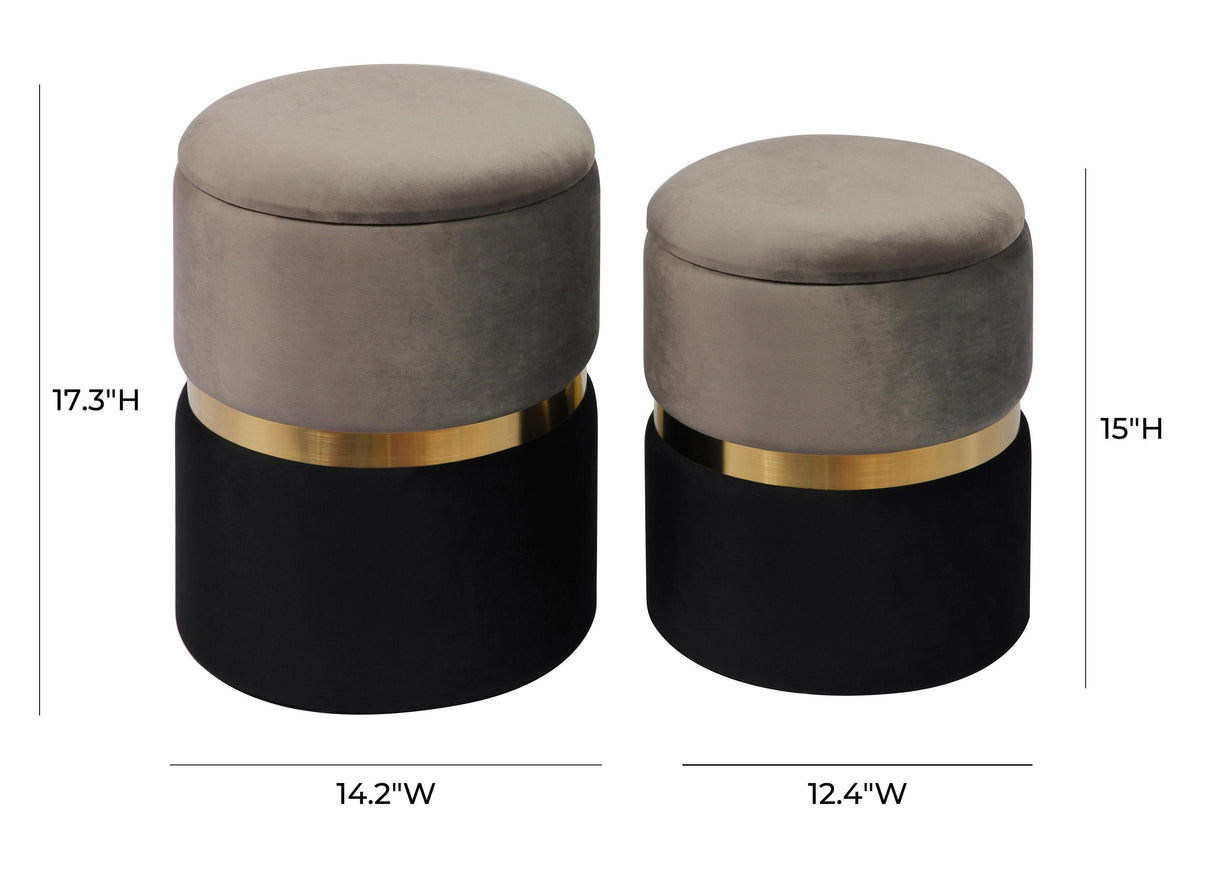 TOV Gigi Grey Velvet Storage Ottomans - Set of 2