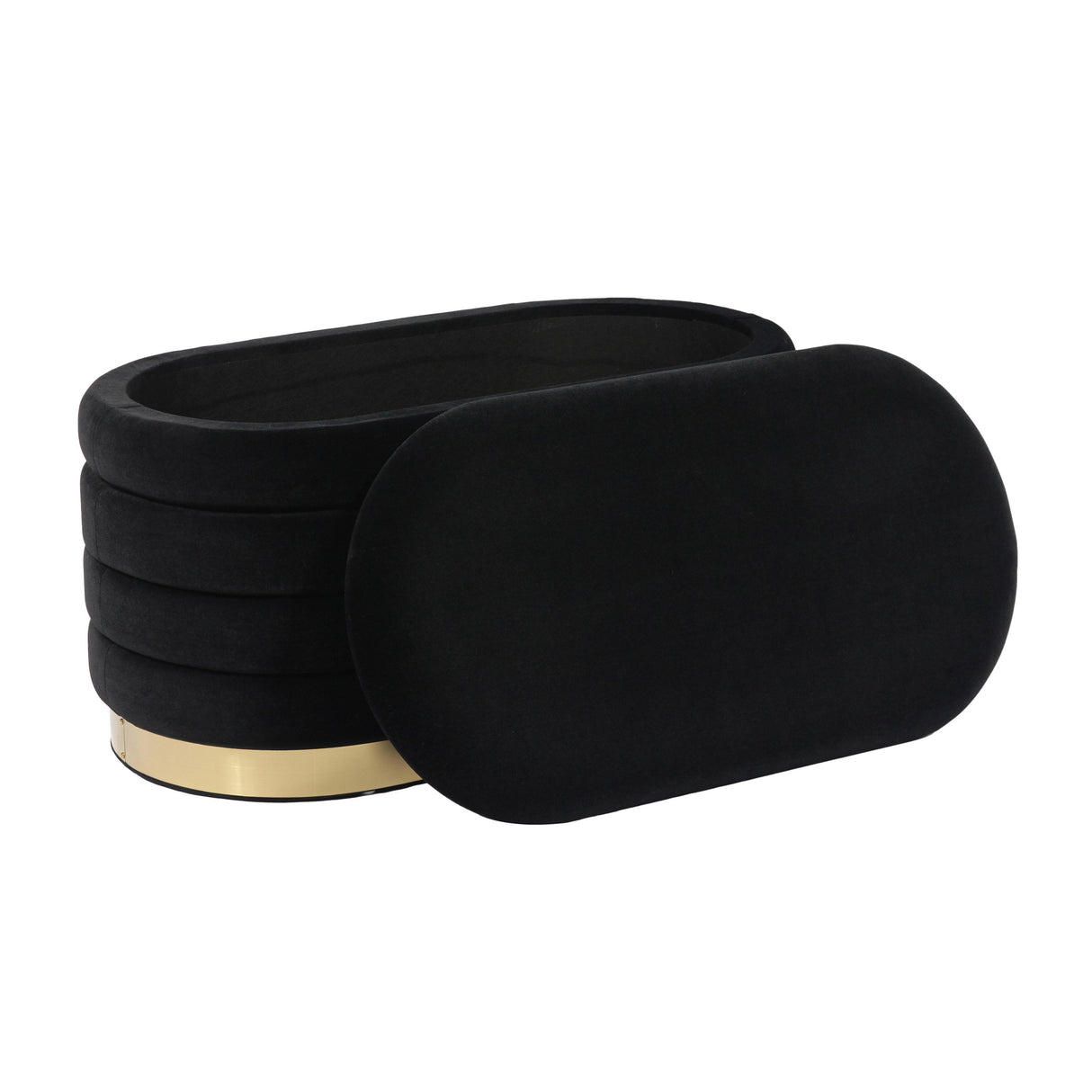 TOV Lillian Black Velvet Storage Bench