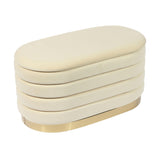 TOV Lillian Cream Velvet Storage Bench