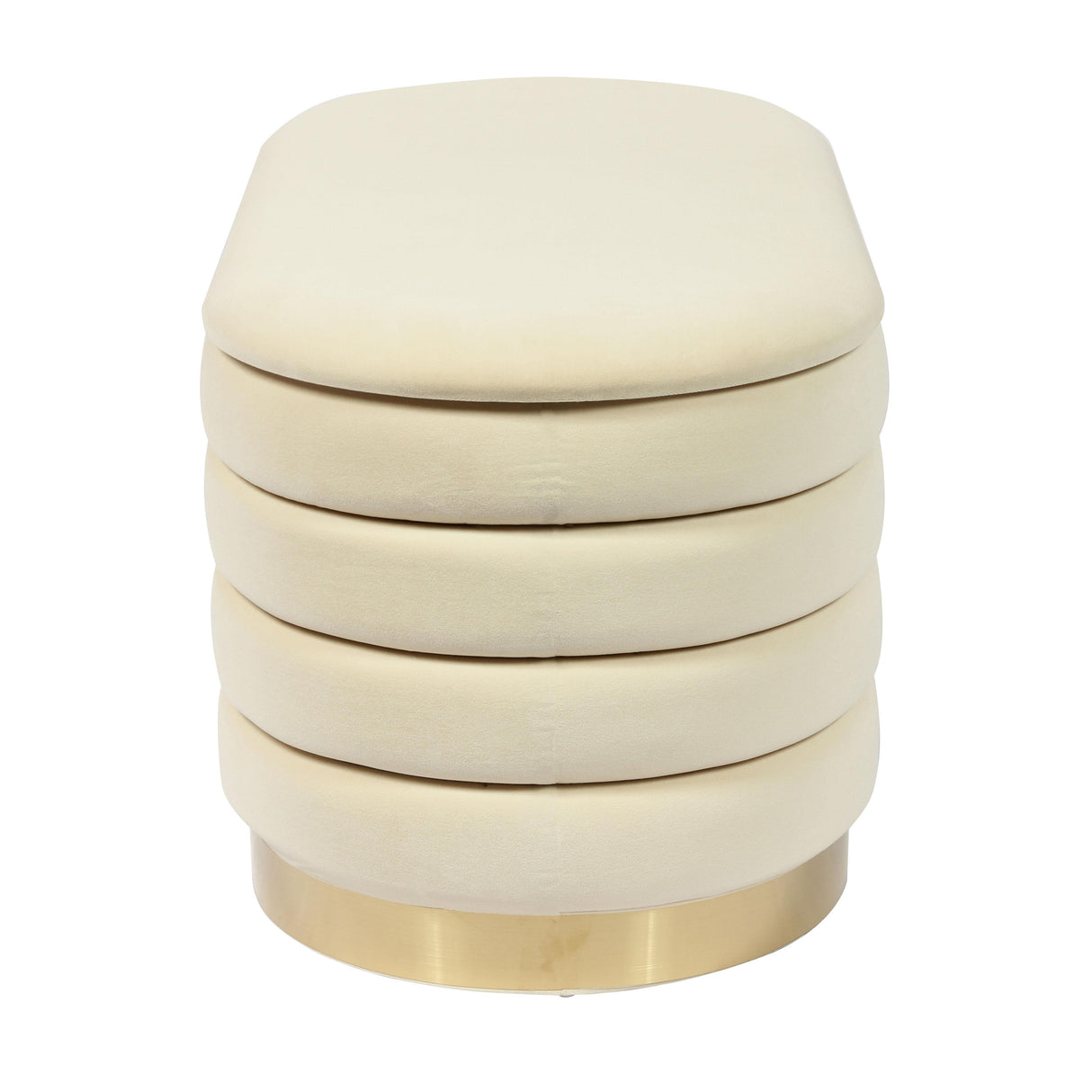 TOV Lillian Cream Velvet Storage Bench