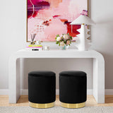 TOV Zoe Black Velvet Storage Ottoman