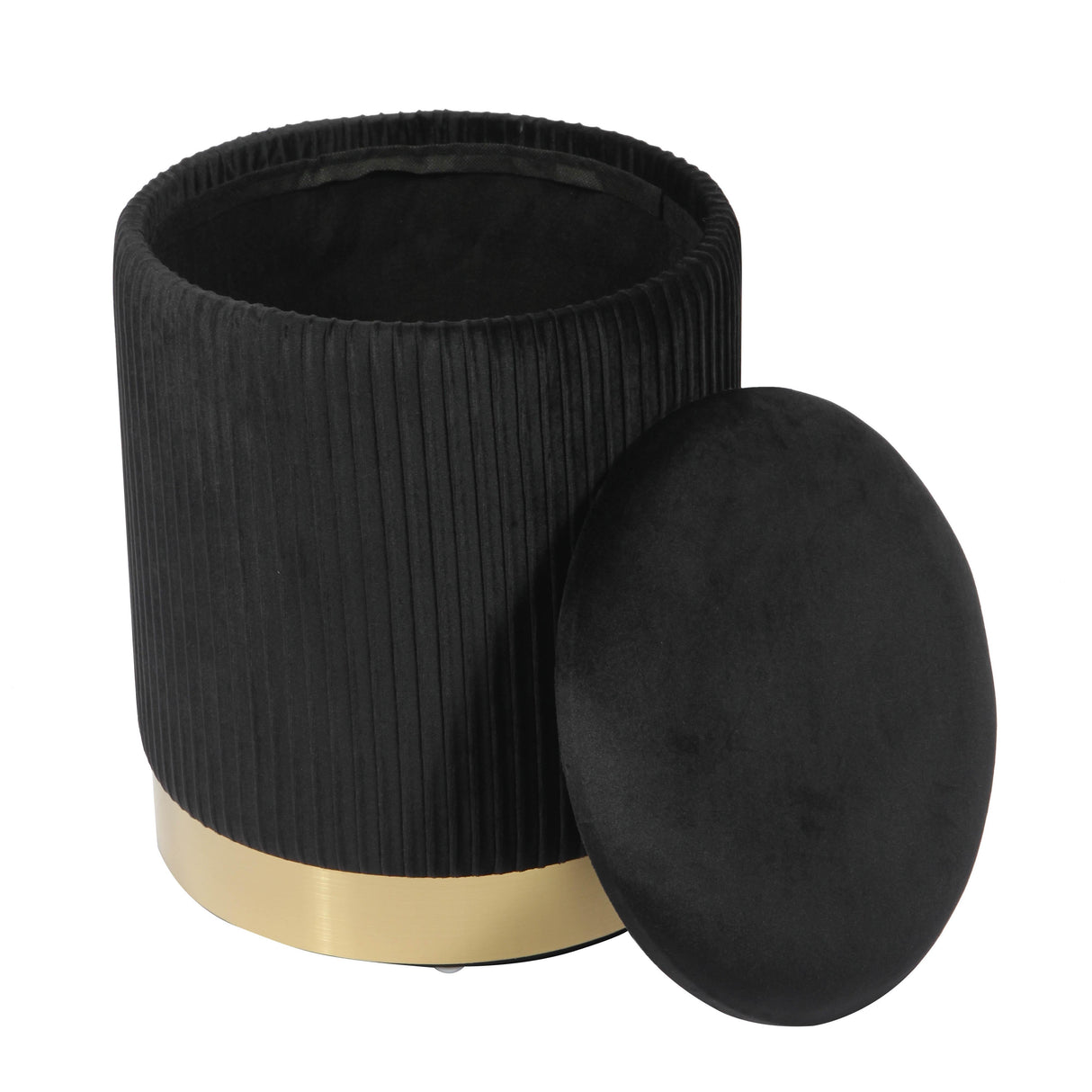 TOV Zoe Black Velvet Storage Ottoman