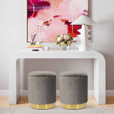 TOV Zoe Grey Velvet Storage Ottoman
