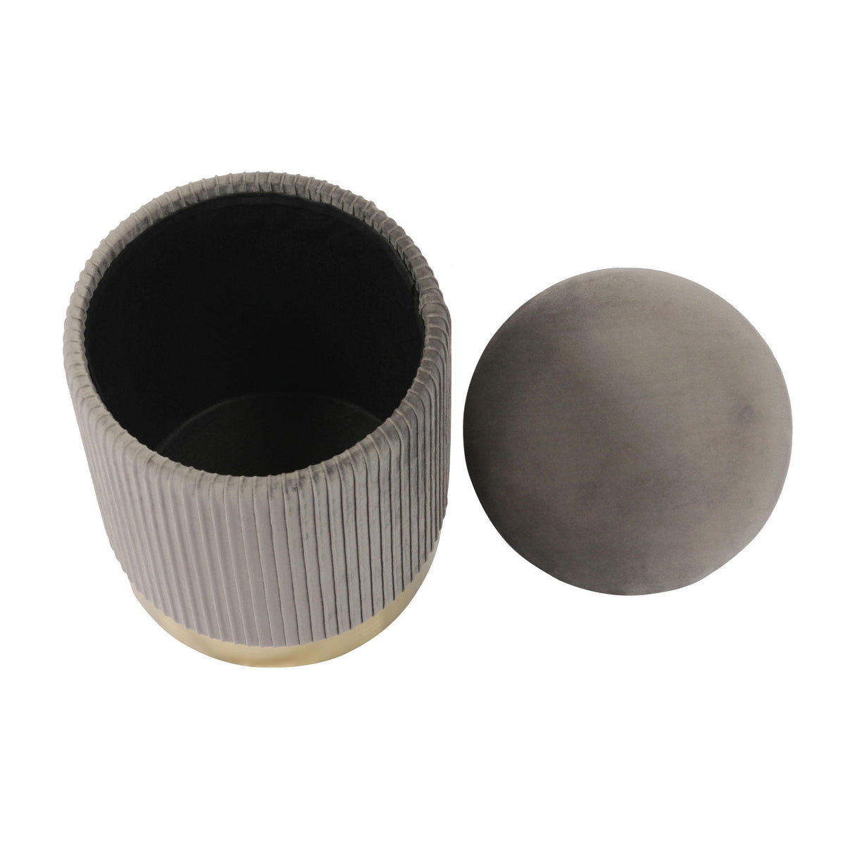 TOV Zoe Grey Velvet Storage Ottoman