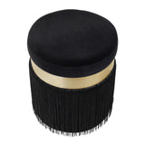 TOV Melody Black Tasseled Ottoman