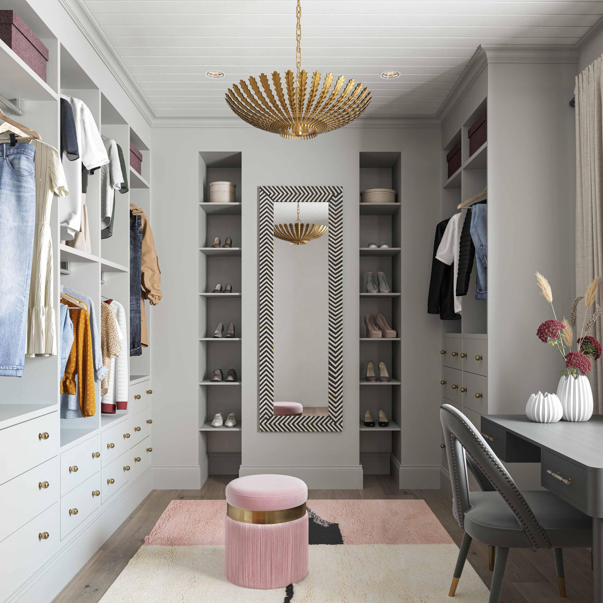 TOV Melody Blush Tasseled Ottoman