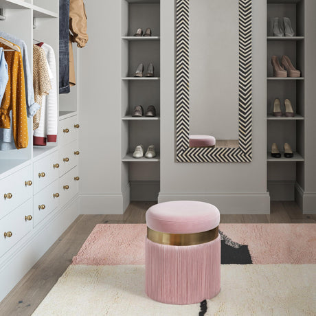 TOV Melody Blush Tasseled Ottoman