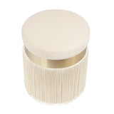 TOV Melody Cream Tasseled Ottoman