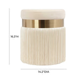 TOV Melody Cream Tasseled Ottoman