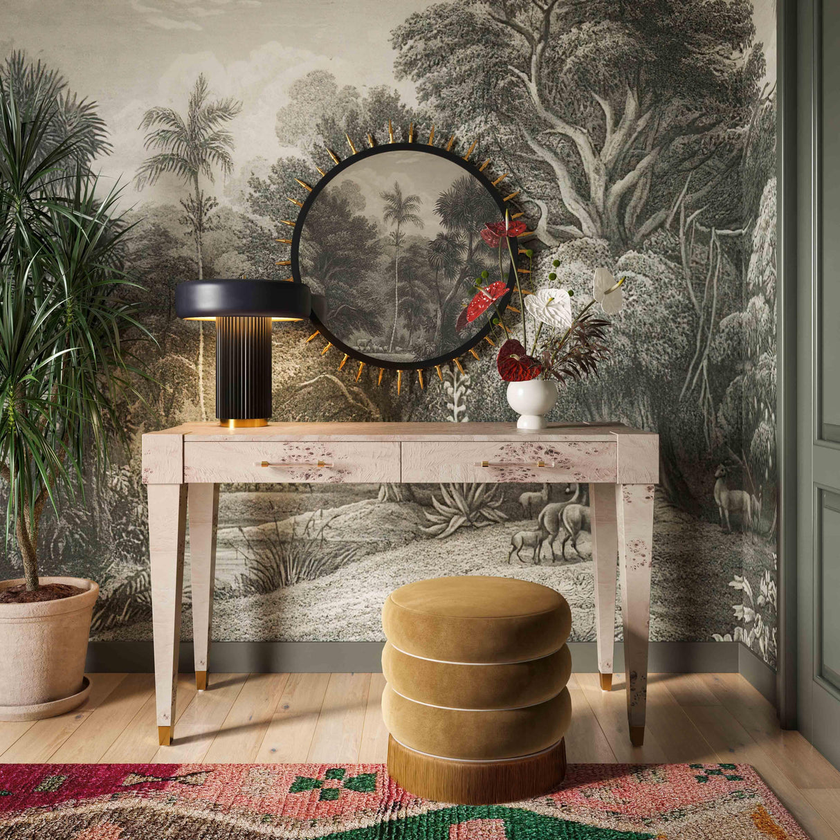 TOV Lakka Chocolate Velvet Ottoman