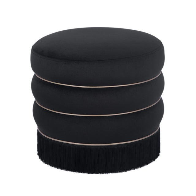 TOV Lakka Black Velvet Ottoman