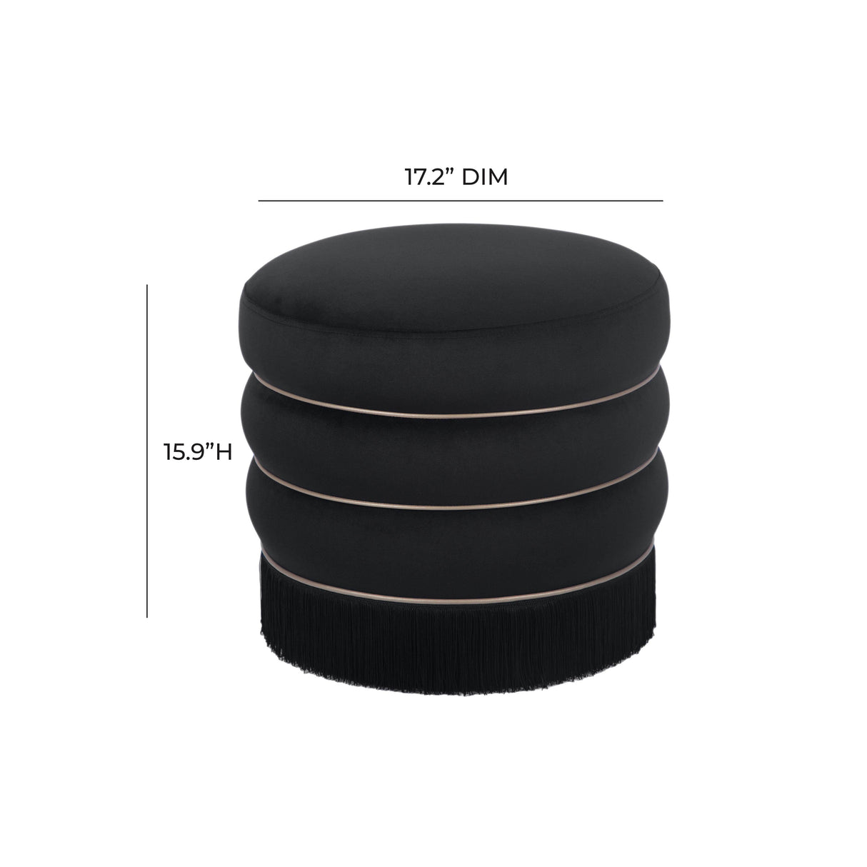 TOV Lakka Black Velvet Ottoman