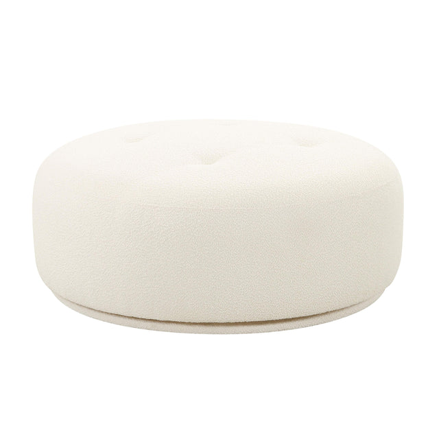 TOV Fickle Cream Boucle Swivel Ottoman