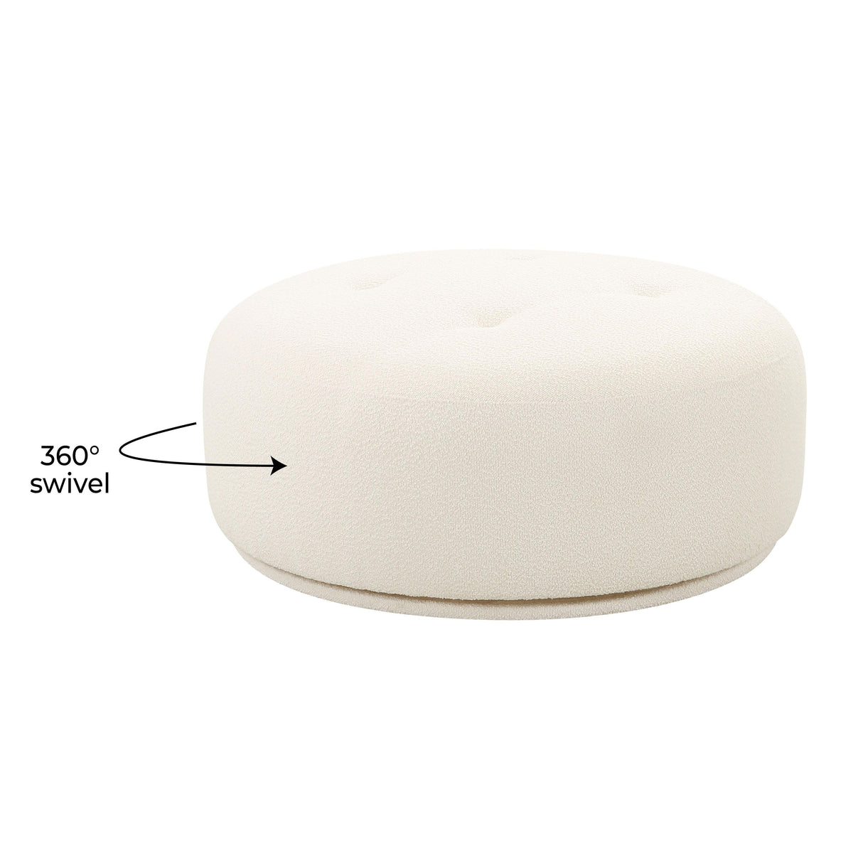 TOV Fickle Cream Boucle Swivel Ottoman