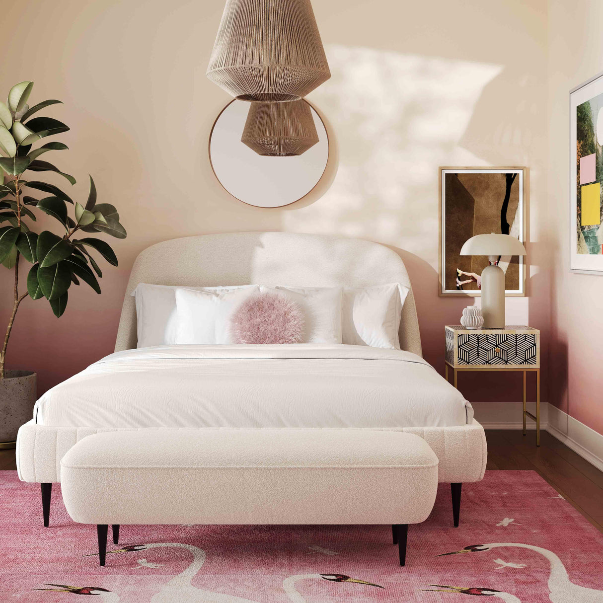 TOV Denise Cream Boucle Bench