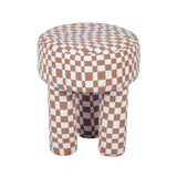 TOV Claire Brown Checkered Boucle Stool