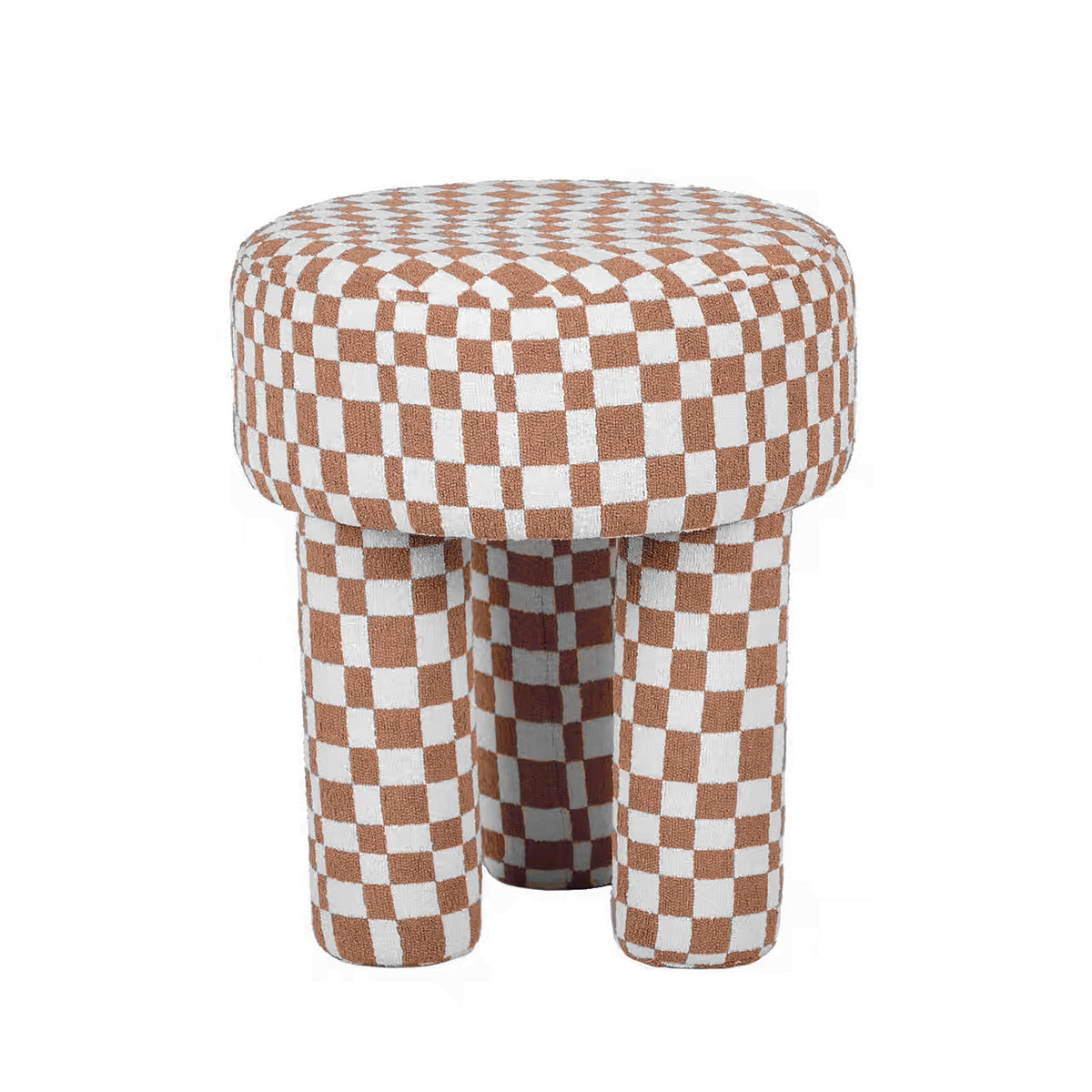 TOV Claire Brown Checkered Boucle Stool