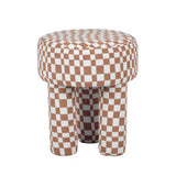 TOV Claire Brown Checkered Boucle Stool