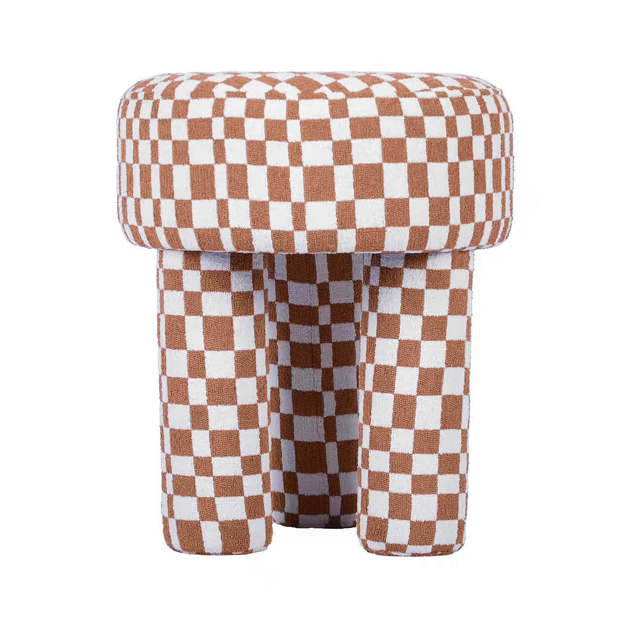 TOV Claire Brown Checkered Boucle Stool