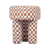 TOV Claire Brown Checkered Boucle Stool