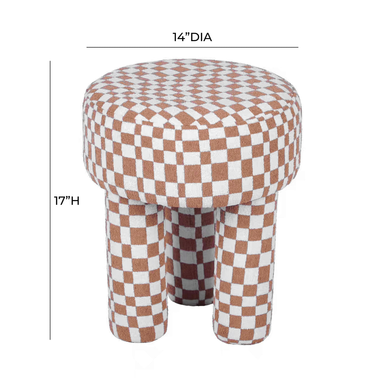 TOV Claire Brown Checkered Boucle Stool