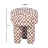 TOV Claire Brown Checkered Boucle Stool