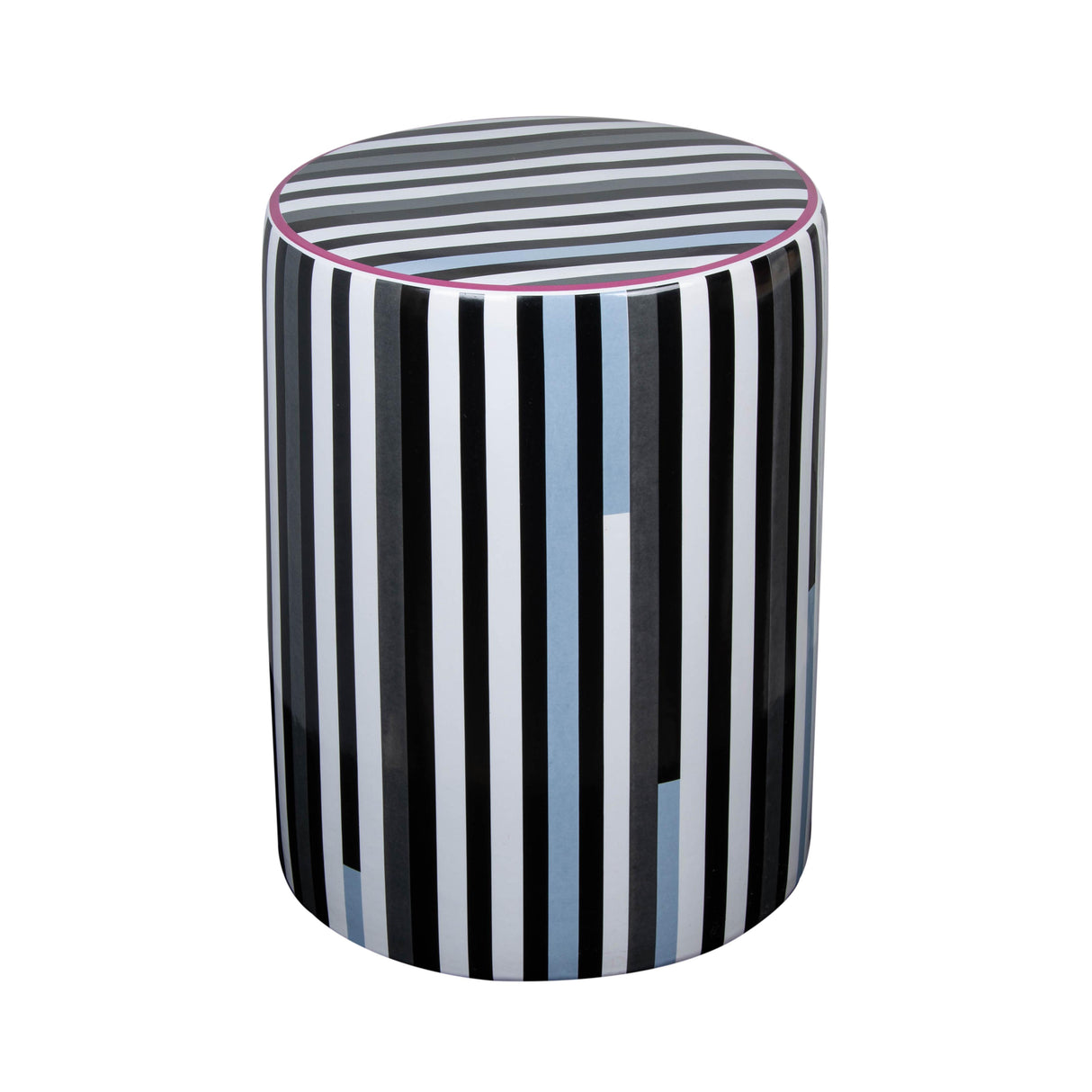 TOV Taurus Ceramic Stool in Modern Stripes Print