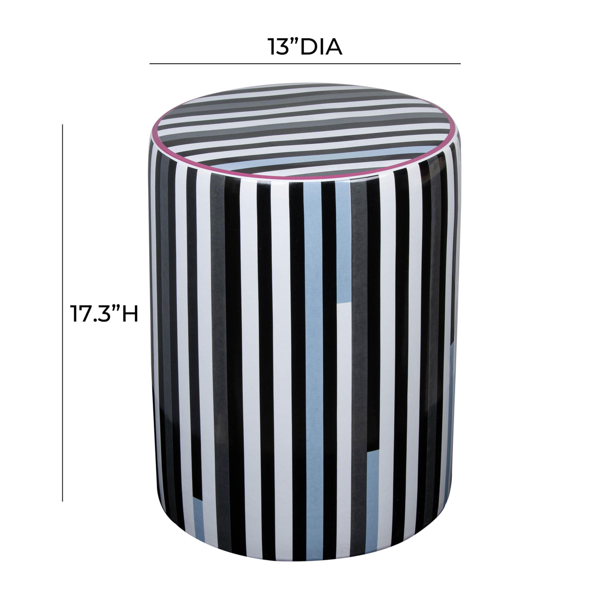 TOV Taurus Ceramic Stool in Modern Stripes Print