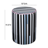 TOV Taurus Ceramic Stool in Modern Stripes Print
