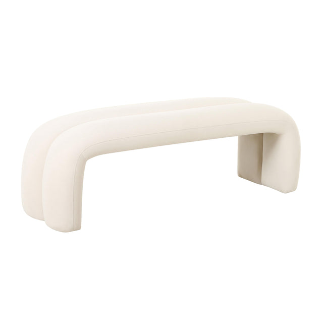 TOV Leigh Cream Velvet Channeled Bench