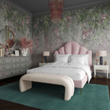TOV Leigh Cream Velvet Channeled Bench