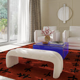 TOV Leigh Cream Velvet Channeled Bench