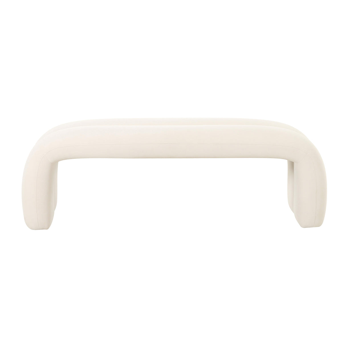 TOV Leigh Cream Velvet Channeled Bench