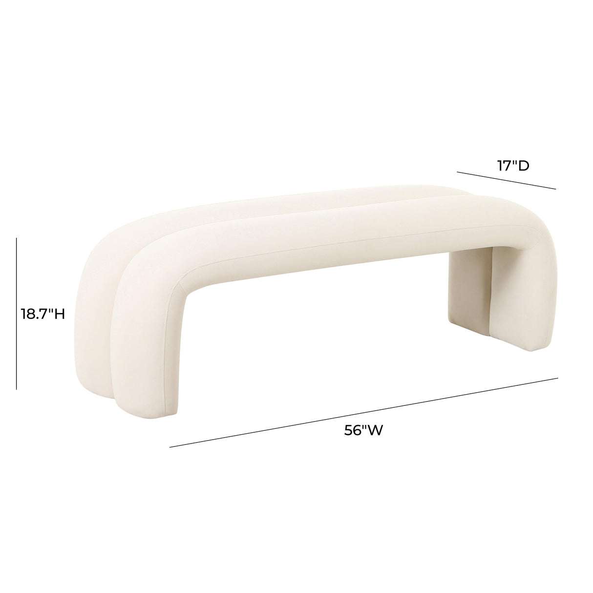 TOV Leigh Cream Velvet Channeled Bench