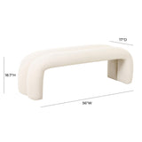 TOV Leigh Cream Velvet Channeled Bench