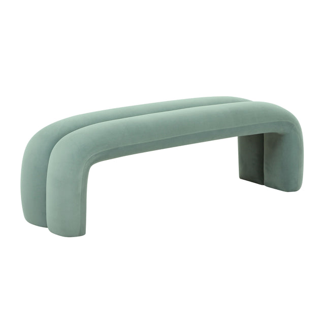 TOV Leigh Green Velvet Channeled Bench