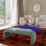 TOV Leigh Green Velvet Channeled Bench