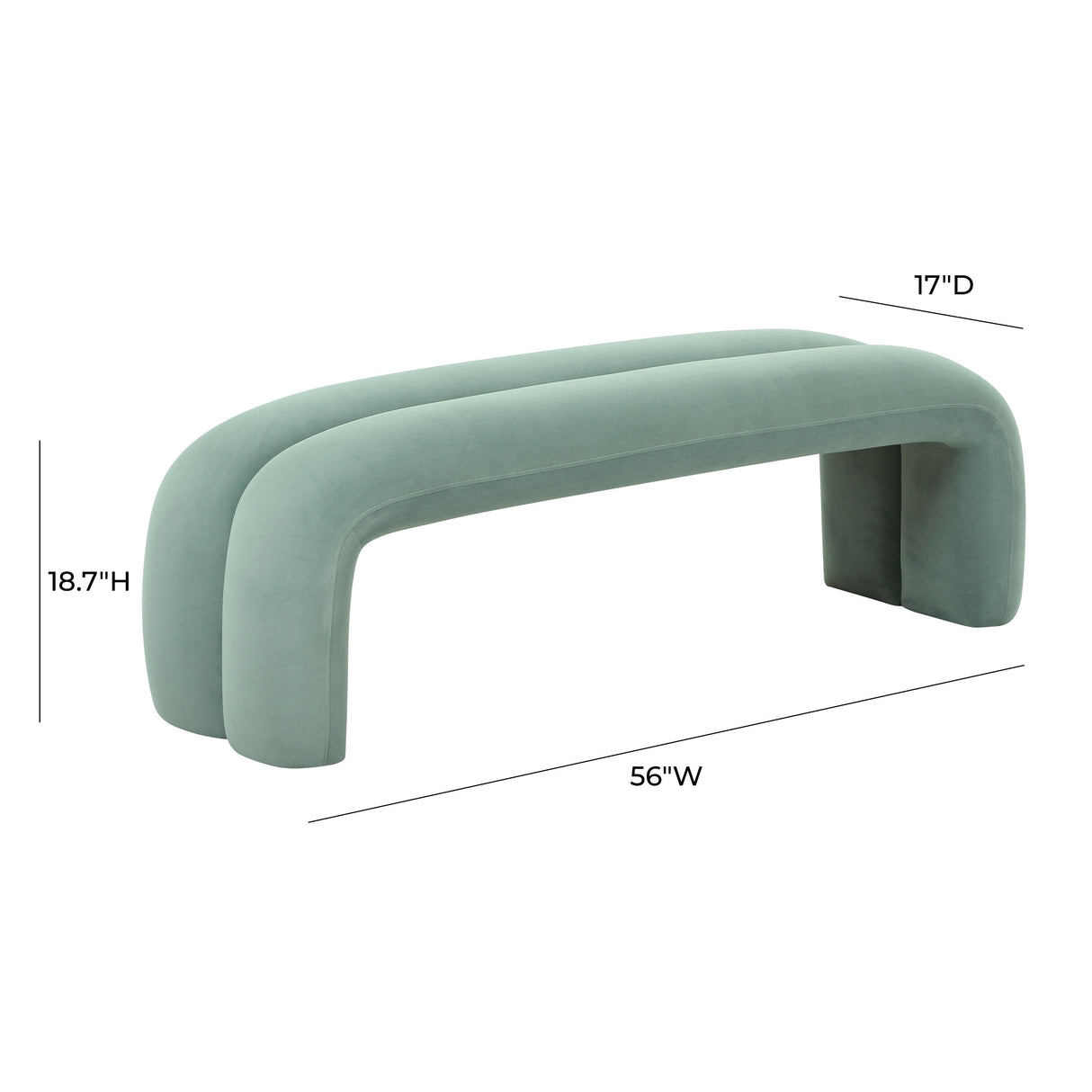 TOV Leigh Green Velvet Channeled Bench