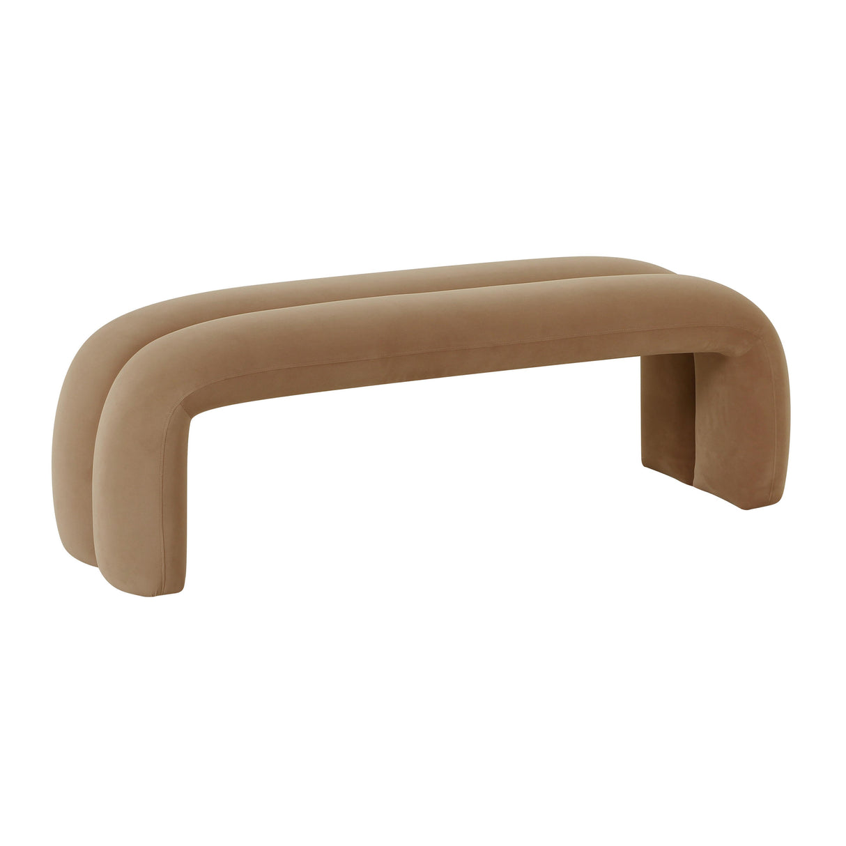 TOV Leigh Taupe Velvet Channeled Bench