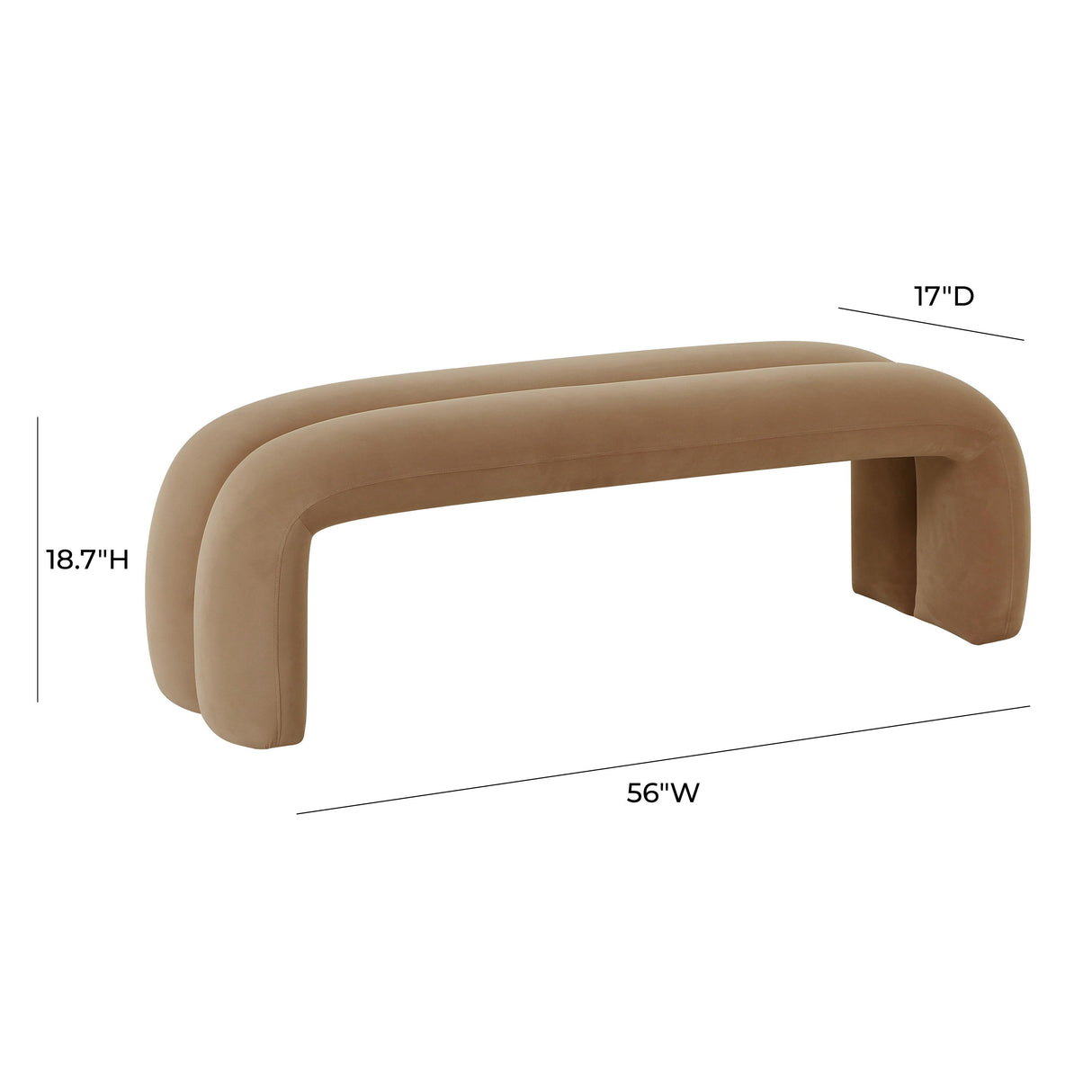 TOV Leigh Taupe Velvet Channeled Bench